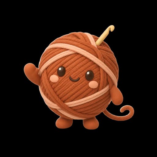 Lana, the app's mascot: a smiling ball of yarn waving hello